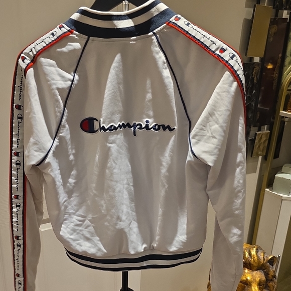 Champion White Track Jacket with Red and Navy Accents - Picture 7 of 7